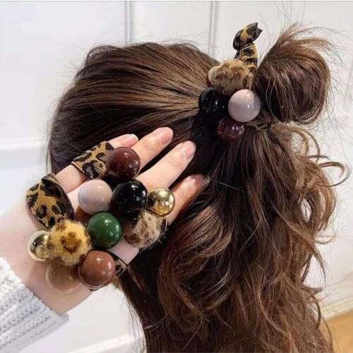 Women Elegant Vintage Pearls Balls Elastic Hair Bands Ponytail Holder Scrunchie Rubber Bands Headband Fashion Hair Accessories