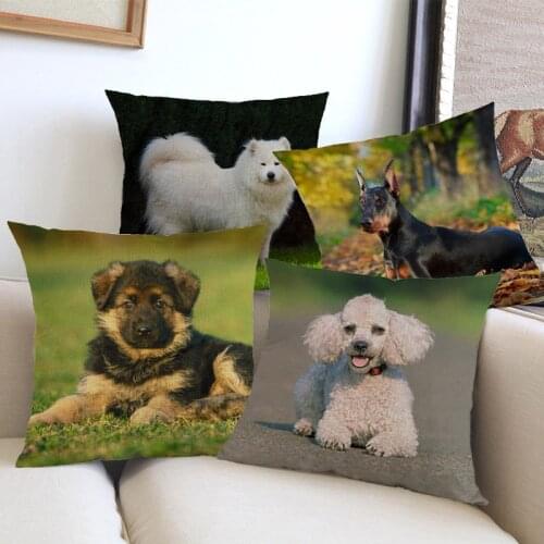 Famous Dog German Shepherd Poodle Shar pei Pug Samoye Doberman Husky Golden Retriever Pet Pillow Case Decoration Cushion Cover