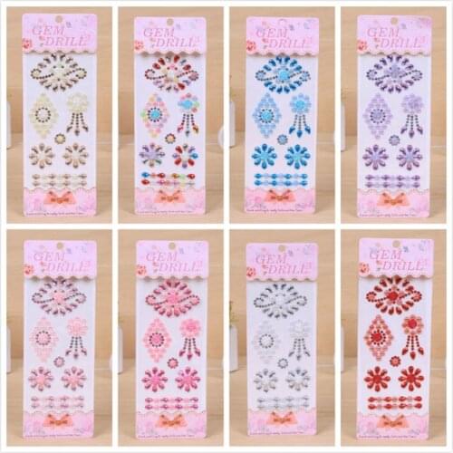 1Pcs DIY Decal Mobile/Pc Art Crystal Diamond Rhinestone Self Adhesive Stickers Pearl Flower Decal Sticker Toys for Children