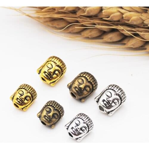 10pcs/lot Antique Gold Silver-Color Buddha Head Charm Beads Fit DIY Making jewelry accessories
