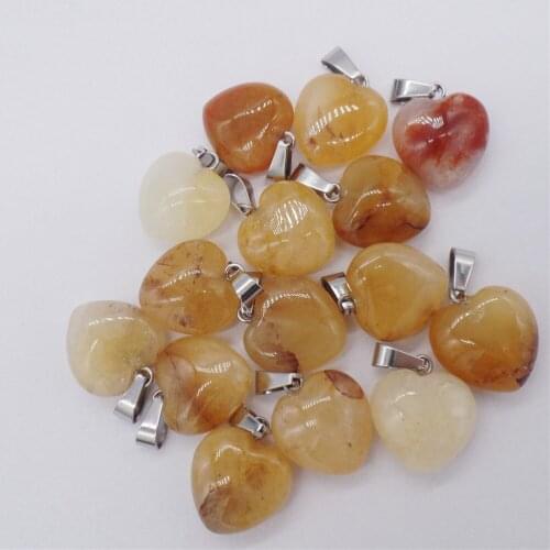 12Pcs 16x7mm Hand-Carved Natural Brown Aventurine Love Heart Pendant Bead For DIY Jewelry Making Necklace Accessories