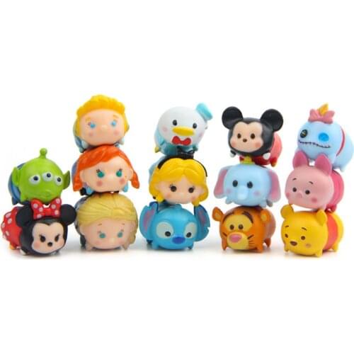 14pcs/set Not Repeating Mini Colours Mickey Minnie Christmas Style Piles Of Music Pvc Little Stacker Paternity Action Figure Toy