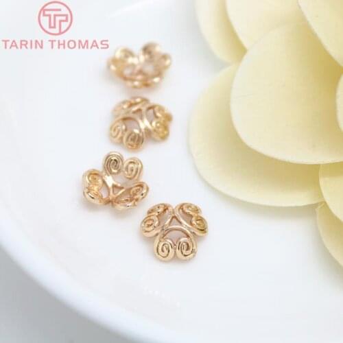 6PCS 11MM 24K Champagne Gold Color Plated Brass Curl Pattern Beads Caps High Quality Diy Jewelry Accessories