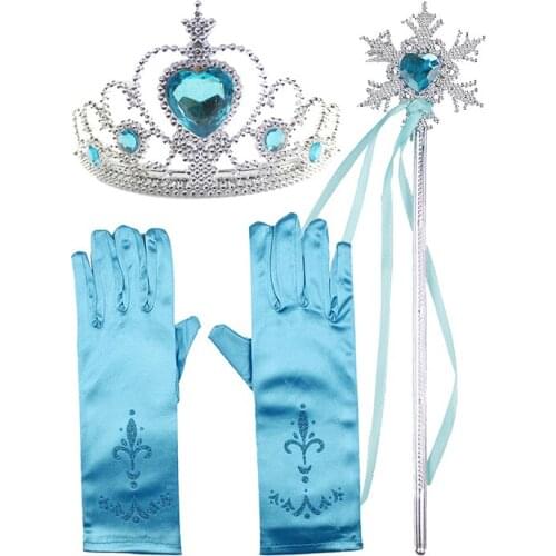 4Pcs/set Crown Princess Elsa, Hair Band, magic wand, two-piece stage show, headband, Girls ball costume