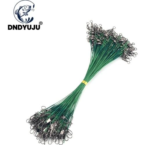 60PCS Anti Bite Steel Fishing Line Steel Wire Leader With Swivel Fishing Accessory Lead Core Leash Fishing Wire 15CM-30CM