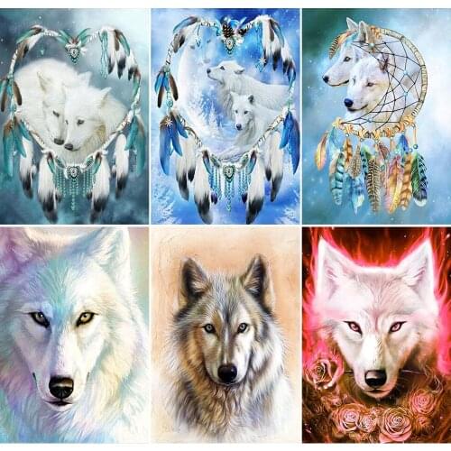 Diamond Painting Wolf Full Round/Square Drill Rhinestone Paintings Animal Diamond Embroidery Cross Stitch Mosaic Home Decor