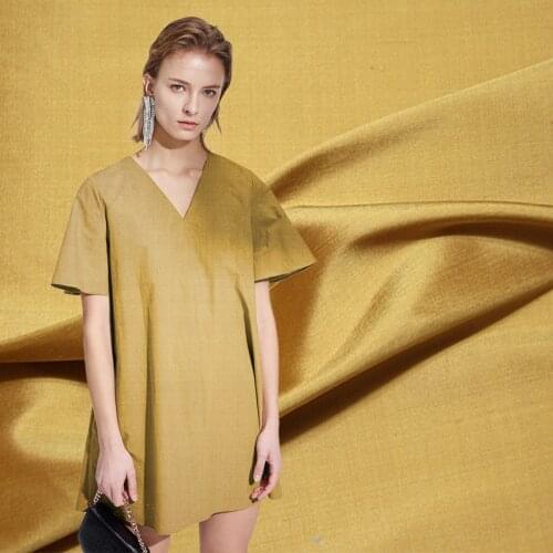 Real silk Dyed crepe DE chine Satin fabrics yellow fabric for skirt dress 0.5meter