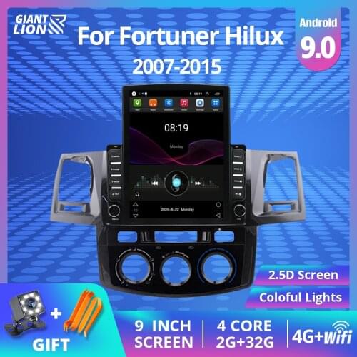 2Din Android 9.0 Car Radio Player For Toyota Fortuner Hilux 2007 2008 2012 2014 2015 Multimedia Video Touch-Screen Bluetooth DVD