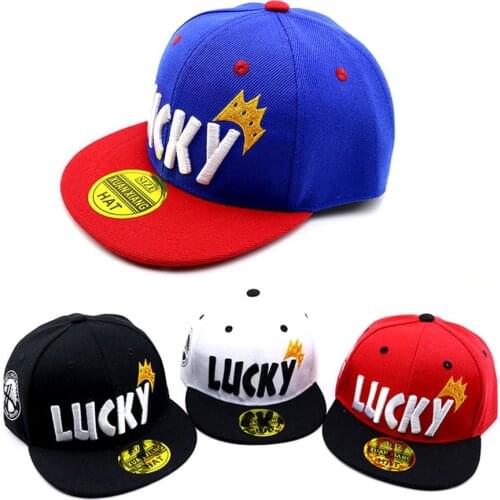 New Hip-Hop Children Baseball Caps Spring Autumn Lucky Letter Sun Visors For Boy Girl Fashion Kids Snapback Hats