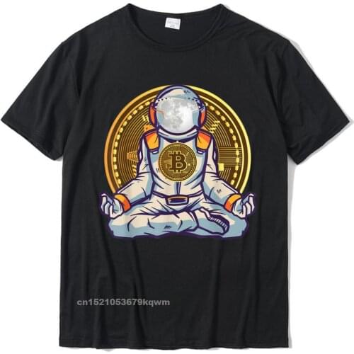 Bitcoin Coin Meditation To The Moon BTC Crypto Trader T-Shirt Party T Shirt Tops T Shirt For Men Popular Crazy Top T-Shirts