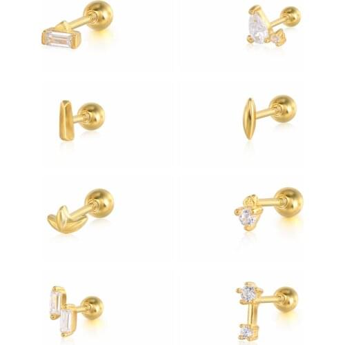 BOAKO 925 Sterling Silver Stud Earring For Women 2021 Trend Crystal Zircon Piercing Earings Jewelry Pendientes Plata 925 Gift CZ