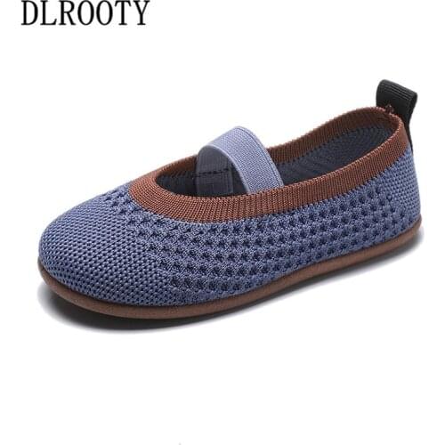 Children Shoes Knit Upper Elastic Band Sport Breathable Boy Girl Sneakers Kids Casual Child Flat Soft Autumn Spring Loafers