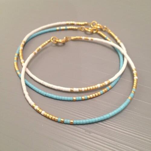 KBJW Miyuki Everyday BraceletGlass Beads White Gold Blue Dainty Minimalist Bracelet Stainless Steel 18K PVD Gold Plated Jewelry