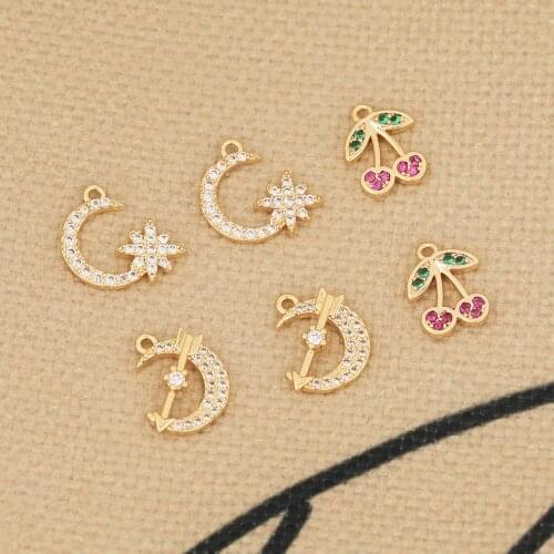 HAOSAW 4Pcs Jewelry Accessories/Genuine Gold Plating/CZ Charms/DIY Making/Hand Made/Connector/Earrings Findings & Components