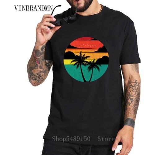 Hawaii Vacationland T-Shirt Sunset Palm Tree Summer Beach Tops Retro Wave Cartoon Hipster T Shirt Men Fashion Tropical 3D Tshirt