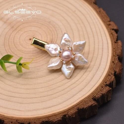 GLSEEVO Natural Freshwater Baroque Pearl Hairpin Luxury For Girls Women Party Original Fashion Jewelry Hair Accessories GH0021