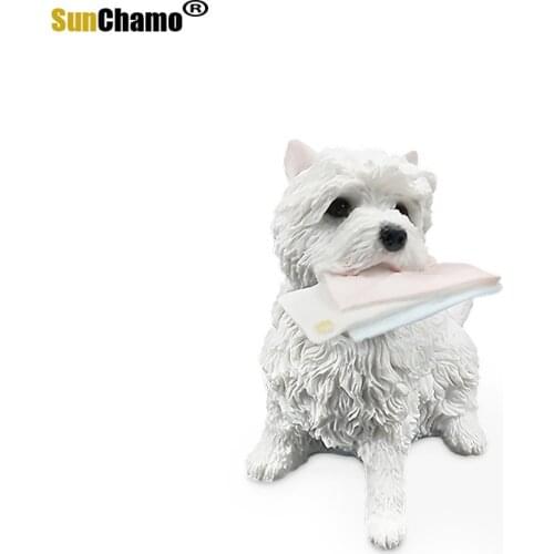 Highland Terrier Sitting-bite Envelope Vehicle Decoration Imitation Dog Model Resin Craft Gifts Figurines Miniatures Decorations