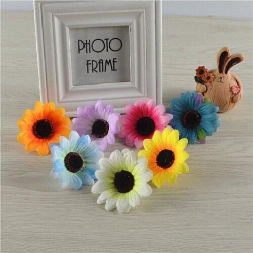 7cm 5/12pcs 7Colors artificial sunflower flower head for wedding home garden festival decroation diy wreath hair accessories