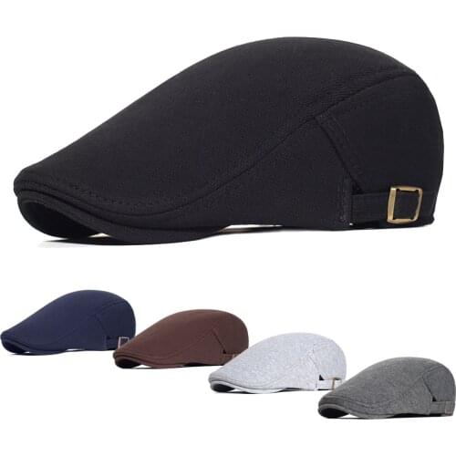Cotton Newsboy Caps Men Woman Casual Beret Adjustable Flat Ivy Cap Soft Solid Color Driving Cabbie Hat Unisex Black Gray Hats
