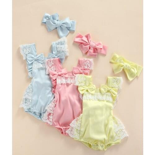 Summer Toddler Baby Girls Romper Princess Lace Sleeveless Jumpsuit Buttons Cotton Soft Infant Kid Outfits Backless Clothes 0-24M