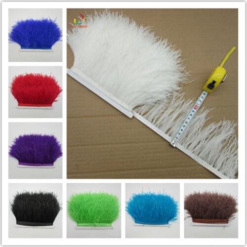 YY-tesco 1yards Natural Ostrich Feather Trim Fringe Ribbon For Wedding Decoration Dress/Clothes Accessory Feather Ribbon Diy