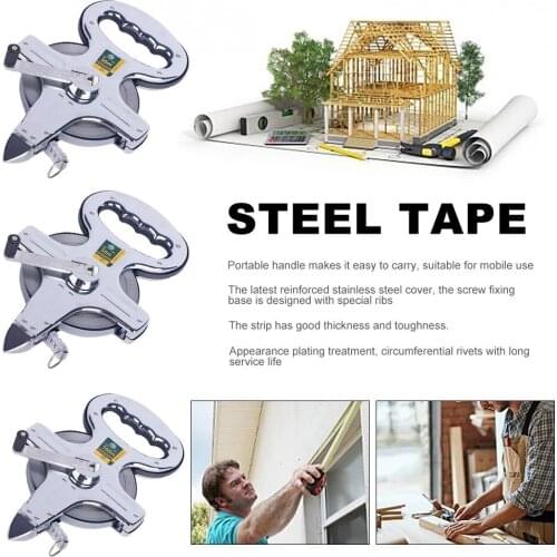 Tape Measure 30M 50M 100M PortableStainless Steel Tape Ruler Retractable Measuring Tape Metric Constr uction Measuring Tools