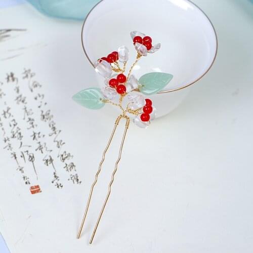 Trendy Red Crystal Hairpins Handmade Leaf Flowers Wedding Hair Jewelry Bridal Hot Sale Cheap Hair Clips Women Accessories