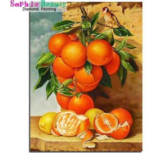 Full Drill Diamond Embroidery Fruits 5D DIY Mosaic Diamond Painting Cross-stitch Oranges Rhinestone Home Decor Love Gift 20A039