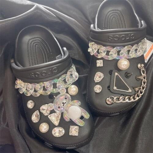 Transparent 3d bubble bear Chain CROC Charms Designer DIY Cute pony Shoes Decaration Jibs for Croc Clogs Kids Women Girls Gifts