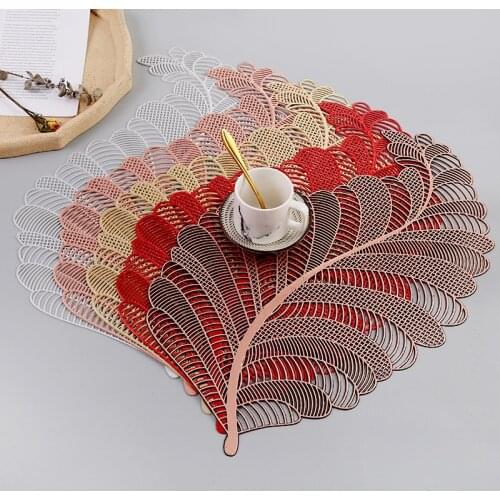PVC Leaf Hollow Oil Water Resistant Nordic Non-slip Kitchen Placemat Coaster Insulation Pad Dish Coffee Table Mat Home Decor