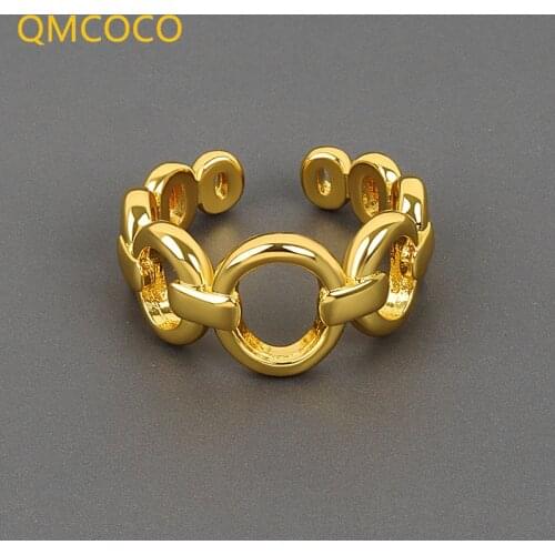 QMCOCO Trendy 925 Silver Rings For Women INS Fashion Creative Design Geometric Round Ring France Birthday Party Gifts
