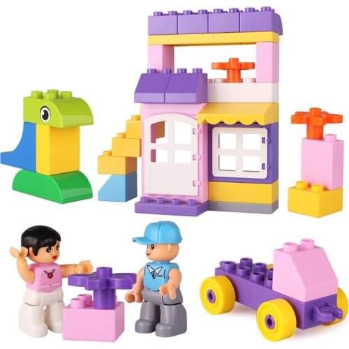 Clearance Sale Preschool 38pcs Big Size Building Block Toys for Children My Town Large Bricks with Figures With Duplo