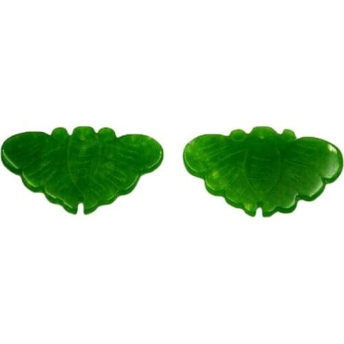 Hand carved green jade slice bat shape crystal stone for jewelry making