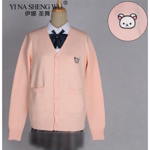 Uniform JK School Uniform Sweater For Girls Women V-neck Sweater Long Sleeve Comfortable Embroidery Pattern Uniform Brand New