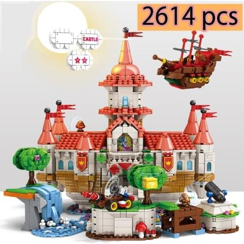 Super Toy Mario Electronic Game Peach Castle Model Building Blocks 2614pcs Bricks Model Sets Educations Childrens day Gift Toys