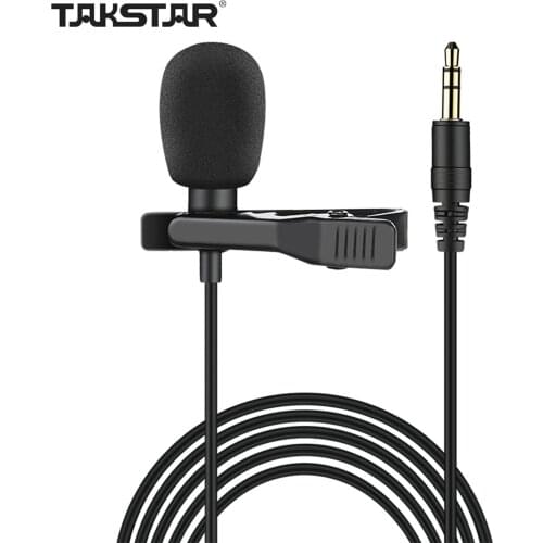TAKSTAR TCM-400 Clip-on Lavalier Microphone Omnidirectional Lapel Mic 3.5mm Plug 5M Cable with Carry Bag for Smartphone Live