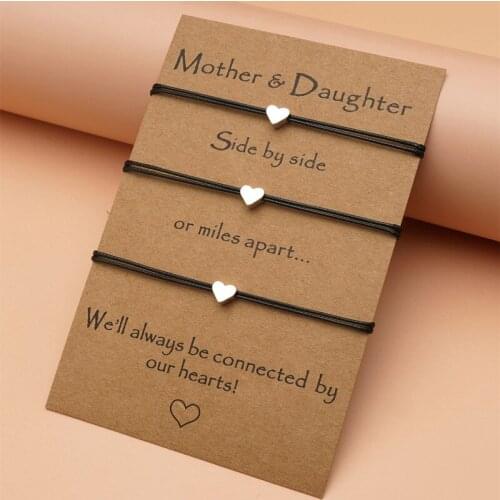 Cross-border New Love Bracelet European and American Creative Simple Heart-shaped Adjustable Mothers Day Card Bracelet