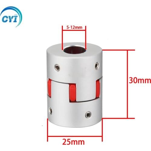 Three- jaw D25L30 coupler D25 L30 aluminum plum flexible shaft BW coupling motor connector solid rubber pad 6 / 6.35 / 8/10 /mm