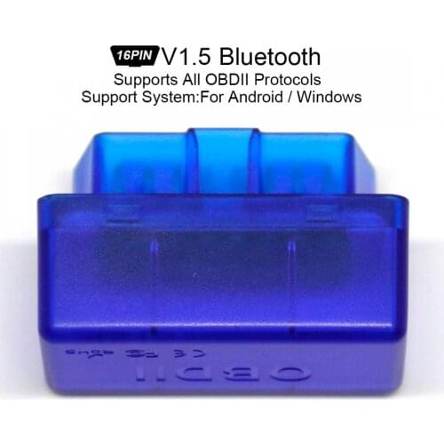 V1.5 16 PIN Bluetooth 2.0 Scanner Wireless Interface Auto Interface Code Readers Diagnostic Tool OBDII Protocols