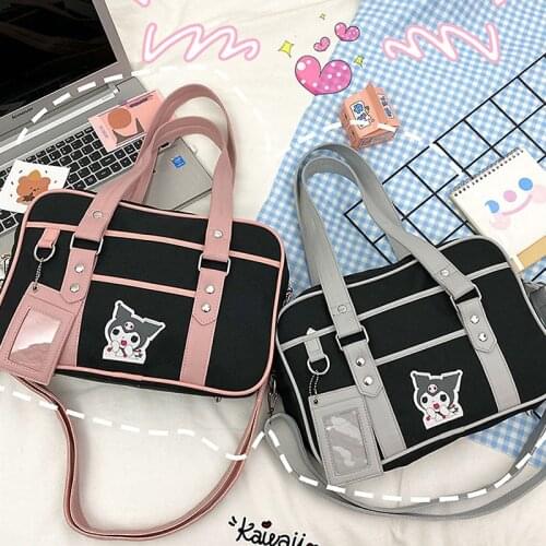 Female Students Japan JK Travel Shoulder Bag Women Messenger Bag Hit Color Stitching Commuter Ladies Bag Cute Girl Uniform Bag