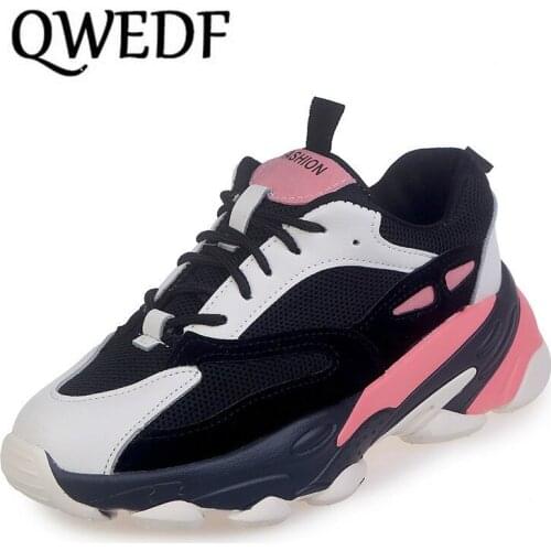 QWEDF 2019 Leisure Women Shoes Sneakers Women Autumn Muffin Bottom Fashion Breathable Cross Tied Lace Thick Bottom Shoes X9-68