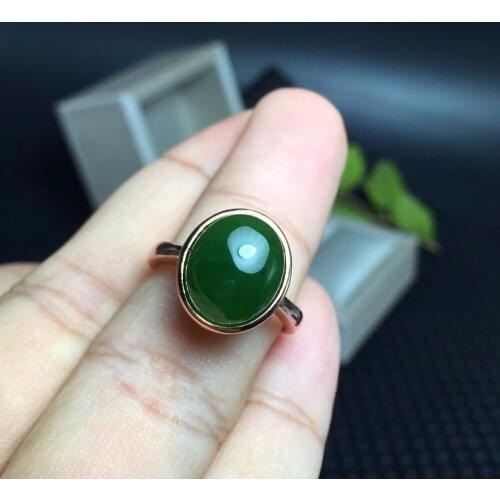 Green Natural Jasper Oval Rings for Women, 925 Sterling Silver Fine Jewelry, 8*10mm Gemstone with Velvet Box Certificate FJ245