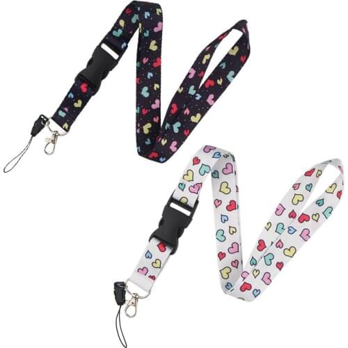 1PC Black White Love Key Lanyard ID Badge Holder Multifunction Key Strap Rope Neckband Mobile Phone Decoration Wholesale