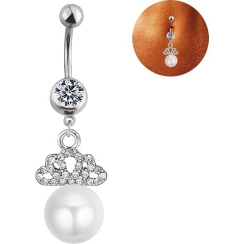 1PC Surgical Steel Belly Button Rings Belly Piercing Navel Piercing Gold Crown Belly Button Rings Barbells Earrings Body Jewelry