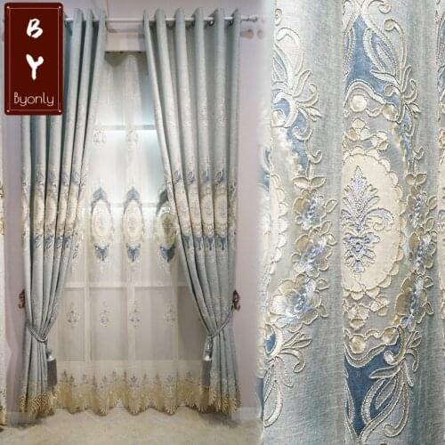 2021 Simple European Luxury Atmosphere European Embroidered Curtains for Luxury Living Room Bedroom High-end Blackout Curtains