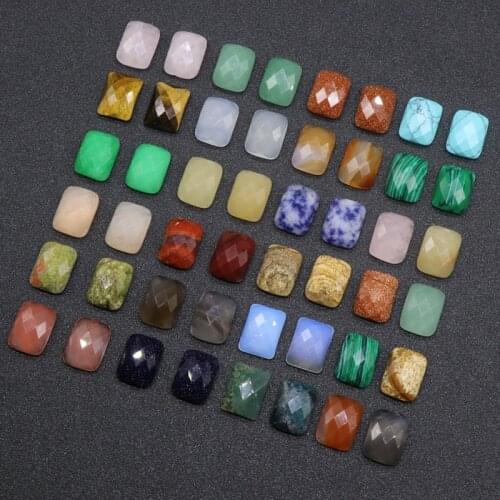 12x16mm 5pcs Rectangle Natural Stone Beads Loose Beads Facet Ring Stone Flat-bottomed Beads Making for Rings or Necklace