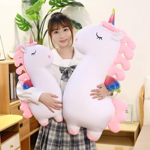 60cm/90cm Comfortable Foam Particles Unicorn Plush Toy Soft Stuffed Cartoon Animal Colorful Horse Doll Sleeping Pillow Cushion
