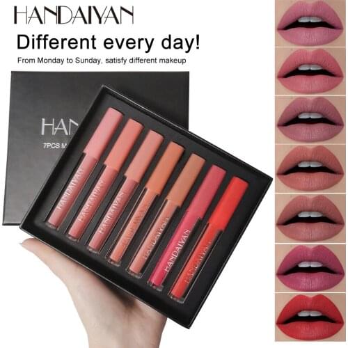 7Colors/Set Fashion Liquid Lipstick Lipgloss Sets Natural Moisturizer Waterproof Velvet Lip Glosses Gift Box