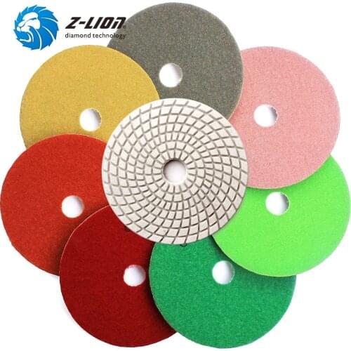 Z-Lion 4" 6pcs/Set Diamond Wet Polishing Granite Pad Granite Marble Polish And Buffing Pads Stone Granite Polishing Tool