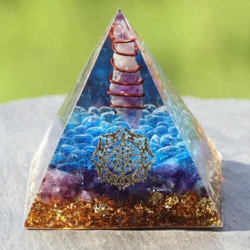 Amethyst Energy Circle Healing Crystal Reiki Orgone Pyramid Chakras Natural Stone Orgonite Pyramids Fengshui Home Decor